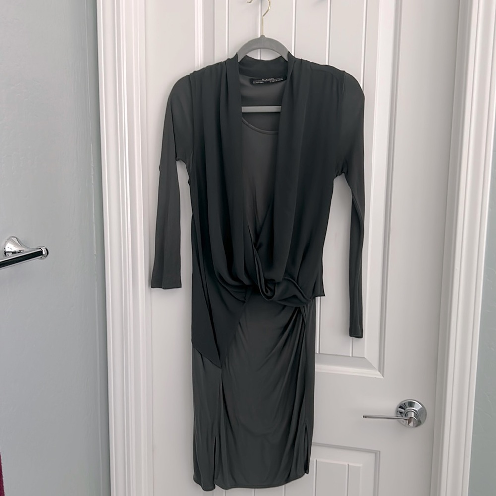 Allsaints Size 4 Green Drape dress